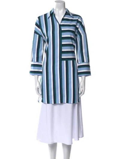 Pre-owned Akris Punto Striped Long Sleeve Tunic In Blue