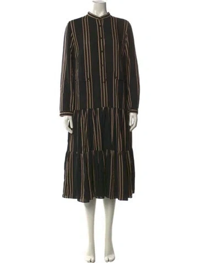 Pre-owned Akris Punto Striped Midi Length Dress In Black