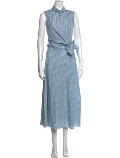 Pre-owned Akris Punto Striped Midi Length Dress In Blue