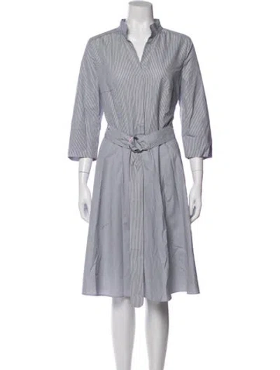 Pre-owned Akris Punto Striped Midi Length Dress In Gray