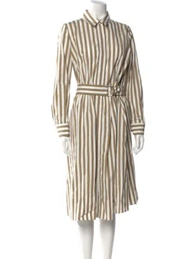 Pre-owned Akris Punto Striped Midi Length Dress In Neutral