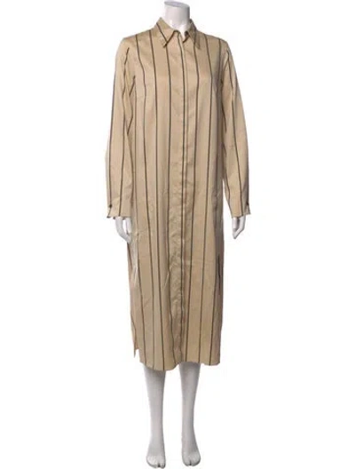Pre-owned Akris Punto Striped Midi Length Dress In Neutral