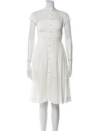 Pre-owned Akris Punto Striped Midi Length Dress In Neutrals