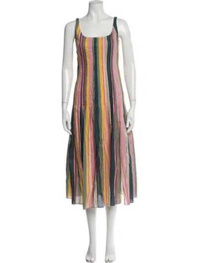 Pre-owned Akris Punto Striped Midi Length Dress In Pink