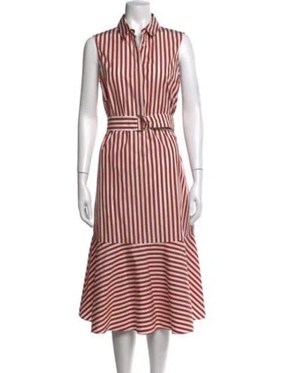 Pre-owned Akris Punto Striped Midi Length Dress In Red
