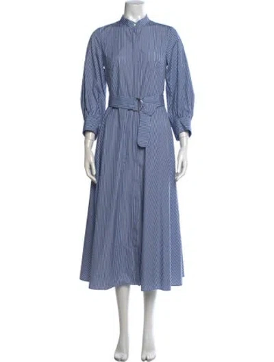 Pre-owned Akris Punto Striped Midi Length Dress W/ Tags In Blue