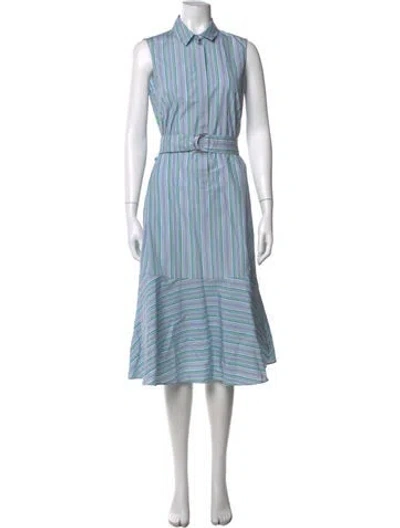 Pre-owned Akris Punto Striped Midi Length Dress W/ Tags In Blue