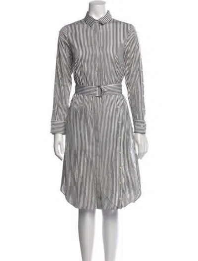 Pre-owned Akris Punto Striped Midi Length Dress In White