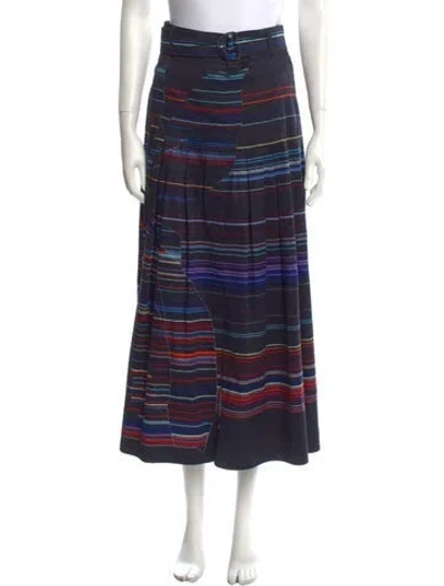 Pre-owned Akris Punto Striped Midi Length Skirt In Blue