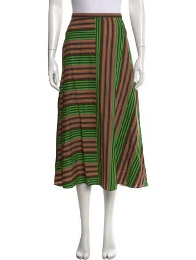 Pre-owned Akris Punto Striped Midi Length Skirt In Green