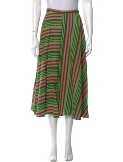 Pre-owned Akris Punto Striped Midi Length Skirt In Green