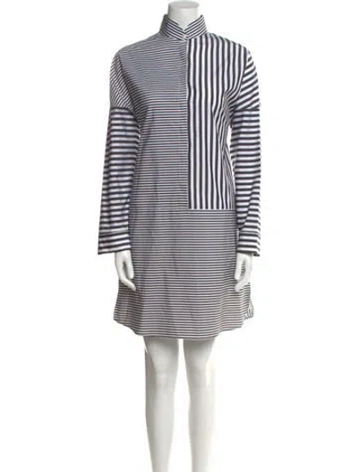 Pre-owned Akris Punto Striped Mini Dress In Black