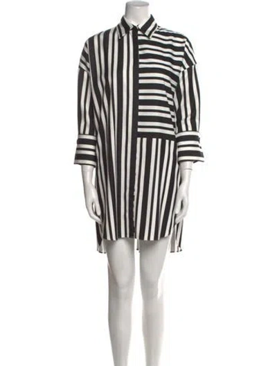 Pre-owned Akris Punto Striped Mini Dress In Black