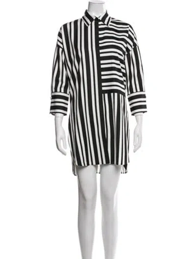 Pre-owned Akris Punto Striped Mini Dress In Black
