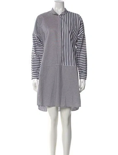 Pre-owned Akris Punto Striped Mini Dress In White