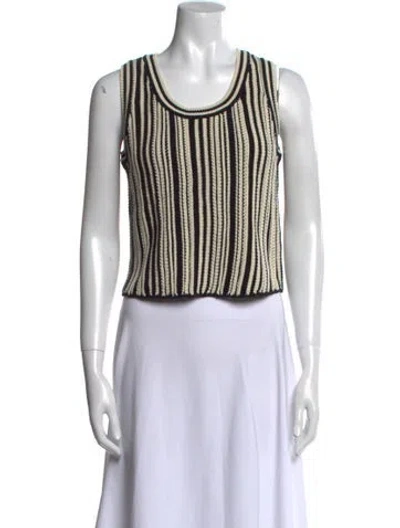 Pre-owned Akris Punto Striped Scoop Neck Sweater In Black