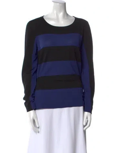Pre-owned Akris Punto Striped Scoop Neck Sweater In Black