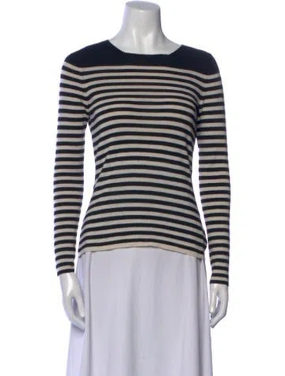 Pre-owned Akris Punto Striped Scoop Neck Sweater In Black