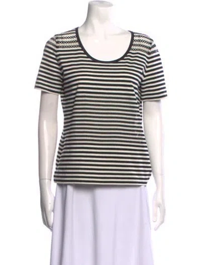 Pre-owned Akris Punto Striped Scoop Neck Sweater In Blue