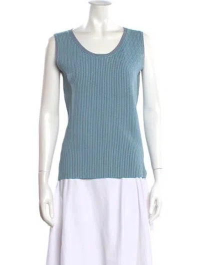 Pre-owned Akris Punto Striped Scoop Neck Sweater In Blue