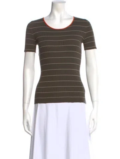 Pre-owned Akris Punto Striped Scoop Neck T-shirt In Green