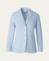 Akris Punto Striped Seersucker Three Button Blazer In Sky-cream