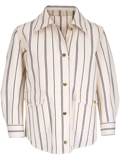 Akris Punto Striped Shirt Jacket In Neutrals