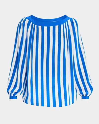 AKRIS PUNTO STRIPED SILK LONG-SLEEVE BLOUSE