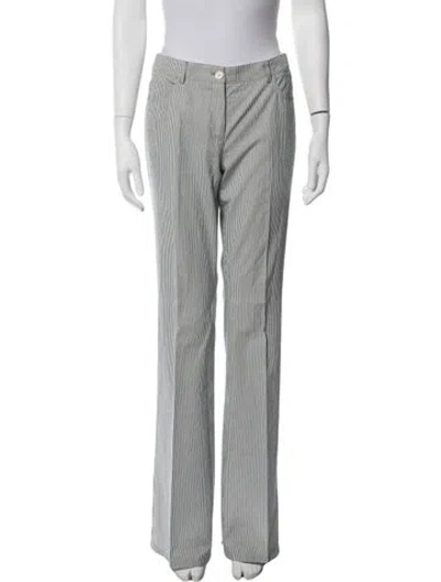 Pre-owned Akris Punto Striped Straight Leg Pants In White