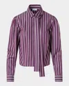Akris Punto Striped Tie-neck Cotton Poplin Blouse