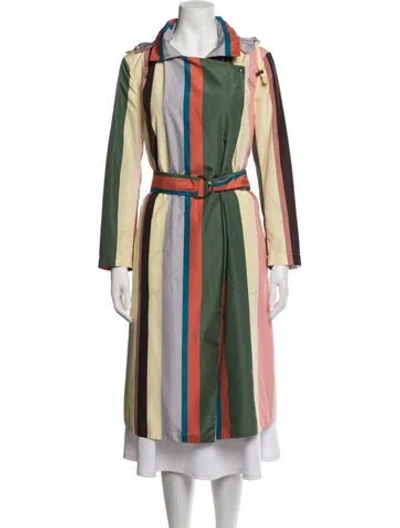 Pre-owned Akris Punto Striped Trench Coat In Yellow
