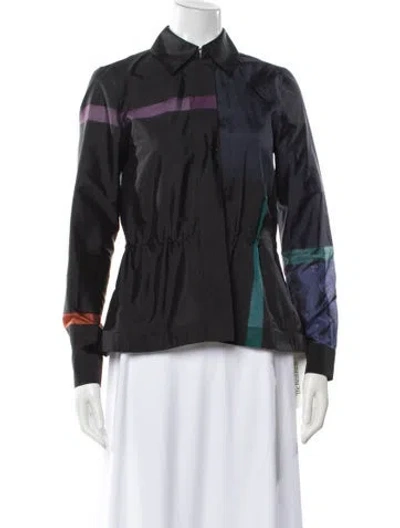 Pre-owned Akris Punto Striped Utility Jacket In Black