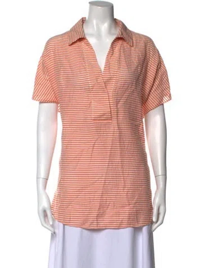 Pre-owned Akris Punto Striped V-neck Polo In Orange