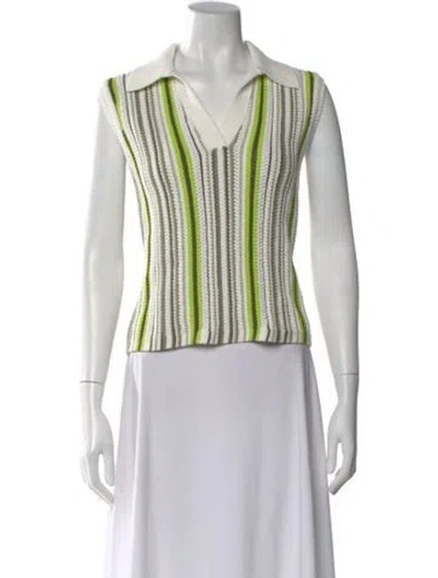 Pre-owned Akris Punto Striped V-neck Sweater W/ Tags In Multi