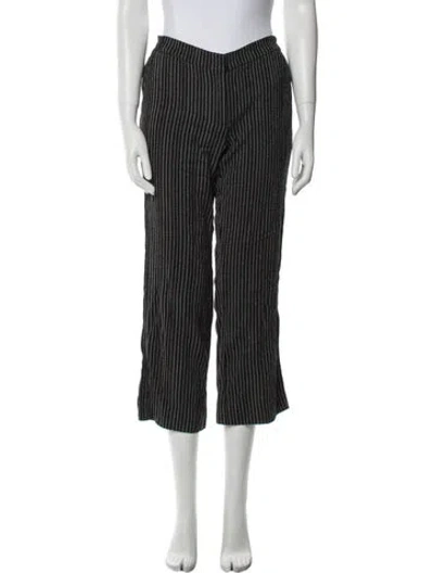 Pre-owned Akris Punto Striped Wide Leg Pants In Black
