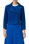 Akris Punto Suede Crop Biker Jacket In Royal