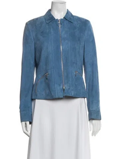 Pre-owned Akris Punto Suede Jacket In Blue