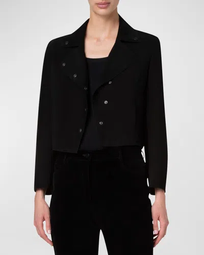 Akris Punto Suede Leather Short Jacket In Black