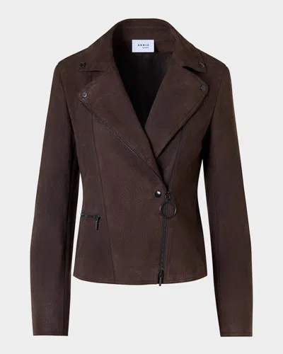 Akris Punto Suede Motorbike Jacket In Espresso