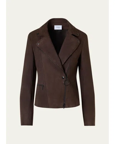 Akris Punto Suede Motorbike Jacket In Espresso
