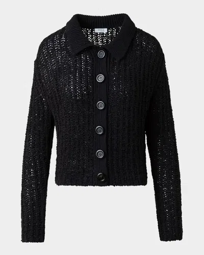 Akris Punto Summer Tweed Knit Boxy Cardigan In Black