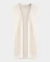 Akris Punto Summer Tweed Knit Open Long Vest In Cashew