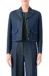Akris Punto Tailored Denim Crop Jacket In Blue