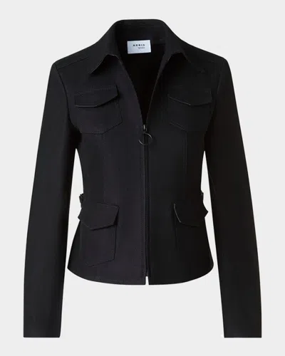 Akris Punto Tailored Heavy Wool Jacket In Black
