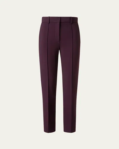 Akris Punto Tapered Signature Jersey Cropped Pants In Burgundy