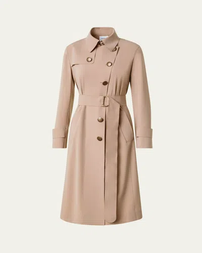 Akris Punto Techno Laser Cut Crepe Belted Trench Coat In Beige