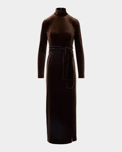 Akris Punto Techno Stretch Velvet Midi Dress In Espresso