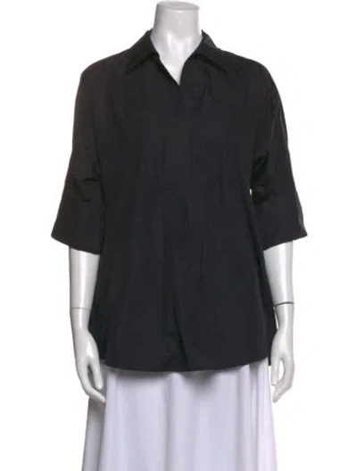 Pre-owned Akris Punto Three-quarter Sleeve Blouse In Black