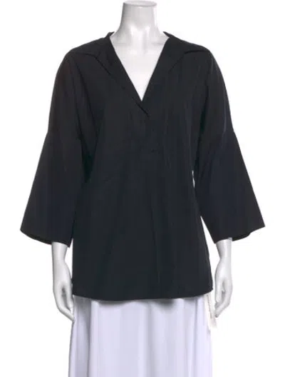 Pre-owned Akris Punto Three-quarter Sleeve Blouse In Black