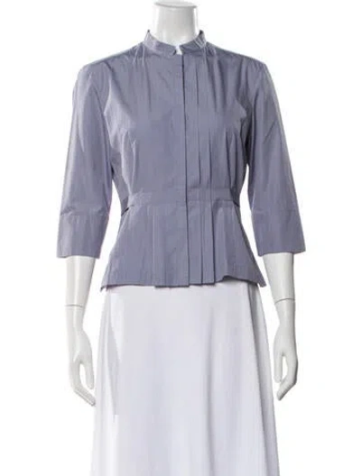 Pre-owned Akris Punto Three-quarter Sleeve Blouse In Blue